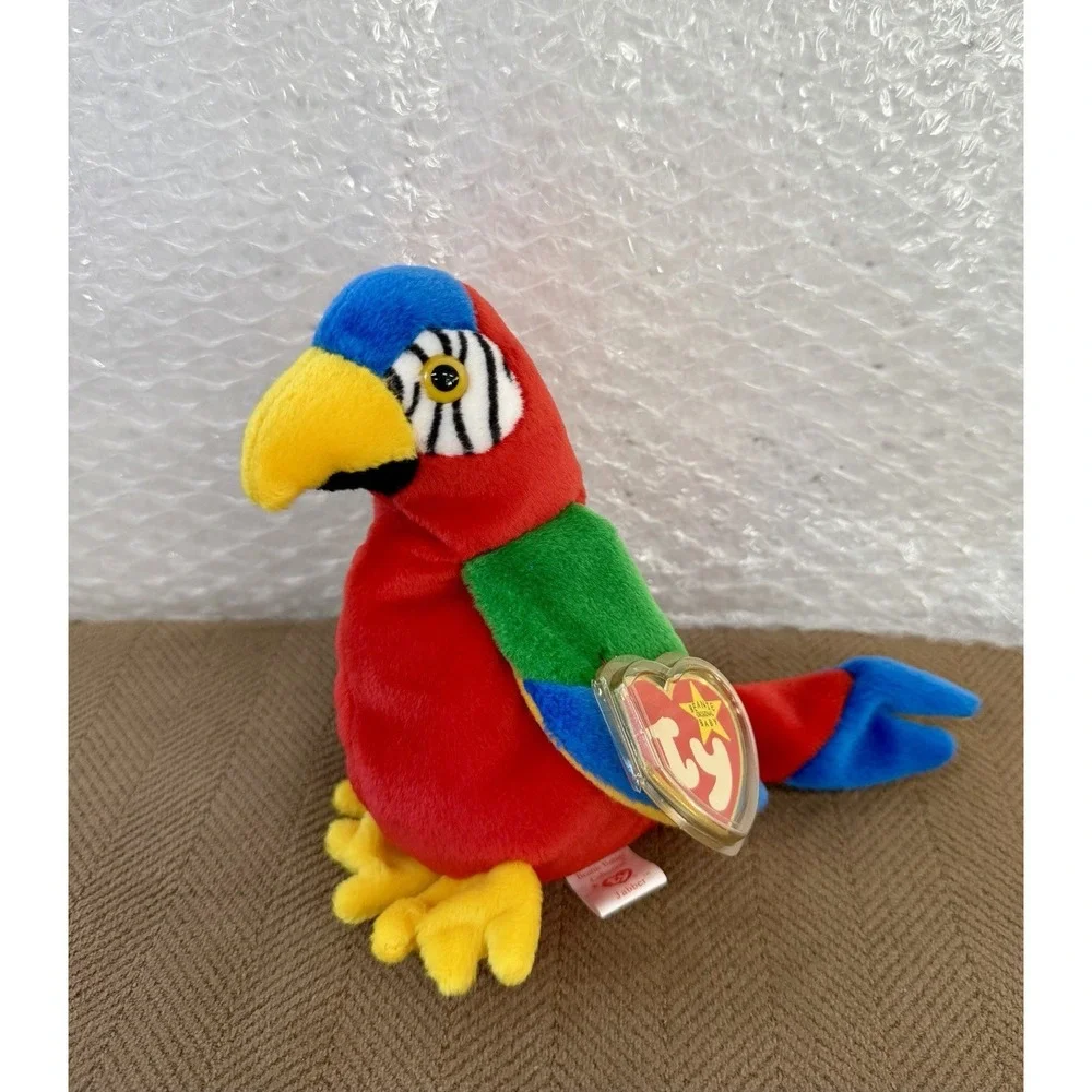 Rare Vintage Ty 4197 Beanie Baby Jabber The Parrot Tropical Bird Sealed Tag